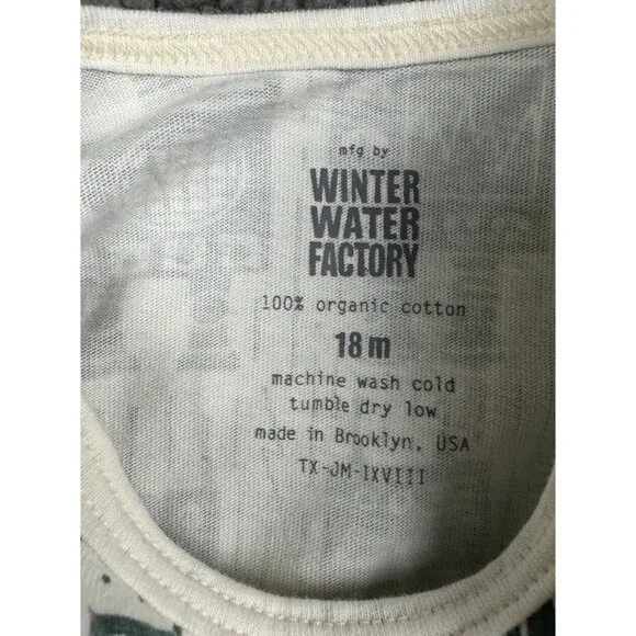 Winter Water Factory One Piece Long Outfit Romper 18m 18 Green Robot USA Organic - Picture 5 of 6